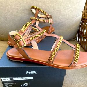 Womens Coach Haddie Gold Chain Gladiator Sandal